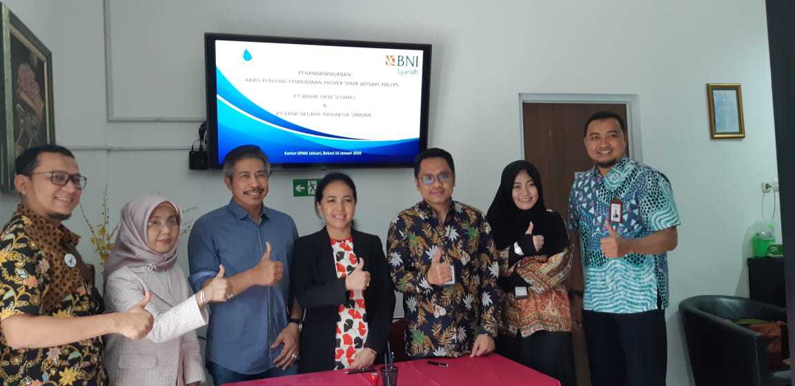 Pendatanganan Akad Plafond Pembiayaan Proyek SPAM Jatisari 200 lps antara PT Widya Tirta Selaras & PT Bank Negara Indonesia Syariah
